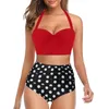 Maillots de bain pour femmes Sexy Sépare Bikinis Ensembles Maillot de bain Femmes Push Up Halter Bra Taille Haute Dot Print Briefs Spring Summer Beach Mujer