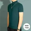 Estate Mezza Dolcevita O Collo Manica Corta da Uomo T Shirt Cott Allentato Coreano di Colore Solido Semplice Harajuku 2XL di Grandi Dimensioni Vestiti Top h5ST #