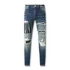 Jeans da uomo 2023 Nuovi uomini buco azzurro grigio scuro Italia marca uomo pantaloni lunghi pantaloni streetwear denim skinny slim dritto biker Jean Otou8