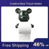 Innehavare Violent Bear Rall Paper Handduk Toile Holder Figurines Nordic Animal Hanging Tissue Box Holder Rack Interiör Modern väggdekor