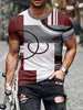 Men's Plaid 3D-mönster T-shirt Summer Casual Pullover Men's Fi Loose Sleeve Top M0wr#