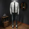 Veste en cuir de moto pour hommes occasionnels col montant solide vestes blanches tendance coupe-vent manteau streetwear faux cuir vêtements d'extérieur m6pI #