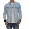 Automne nouveaux hommes Streetwear Fi trous solides Slim Denim veste de haute qualité mâle veste décontractée manteau r7al #