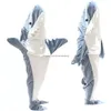 Coperta Nuovo Cartoon Shark Slee Bag Pigiama Ufficio Nap Karakal Tessuto di alta qualità Scialle a sirena per bambini Adt Consegna a domicilio Ga Dhb5P