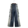 Fewq High Street Men's Jeans Fi Vintage Wide Leg Gradiente Denim Calças 2023 Tendência Desgastada Streetwear Maré Macacão 24X3196 d88f #