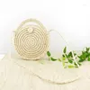 Tasche 2 Stück rund Papier Seil Strand Sommer Mini Vintage handgefertigte Umhängetasche Leder Mädchen Kreis Rattan kleine böhmische Schulter