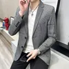 boutique Men's Fi Busin Korean Versi Comfortable Gentleman Elegant Solid Color British Style Casual Slim Dr Blazer E0GA#