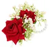装飾的な花リスト花の花嫁ブートニエールグルーム人工リストバンドブレスレットウェディングカップルウエスタンスタイルのドレスリストレット