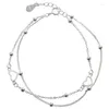 Link Armbänder 925 Silber Überzogene Doppel Schichten Herz Charme Für Frauen Elegante Geburtstag Hochzeit Party Schmuck Geschenk Sl001