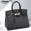 Leather Bk Handbag Ostrich Genuine Designer Crocodile Handmade 2024 High Capacity Luxury Lock with Logo