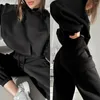 Pantaloni a due pezzi da donna Tuta sportiva Donna 2 Set Felpa con cappuccio Top Autunno Inverno Manica lunga Abbigliamento sportivo Streetwear Felpa casual