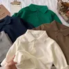 Le camicie di polo di cotone di primavera e autunno di colori a colori solidi per bambini a manico a maniche lunghe a maniche lunghe per bambini 240319