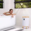 Serenelife Single Touch handdoekverwarmer met aromatische dienbladhouder en LED-ring grijs, perfecte twee grote badhanddoeken, automatische uitschakelfunctie, ingebouwd