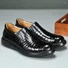 Casual Shoes 2024 Arrival Fashion Crocodile Skin Causal Men Male Genuine Leather Sneakers Pdd260