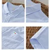 Camisas casuais masculinas homem oxford camisa de algodão moda mangas compridas marca para primavera outono bordado logotipo lapela negócio topo