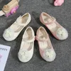 girls Princess shoes pearl bowknot baby Kids leather shoes white pink infant toddler children Foot protection Casual Shoes