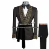 Trajes de Boda de Para Novio Para Hombre, Chaqueta C Cuentas de Piedras Preciosas Doradas, Pantales, Esmoquin 공식 Para Fiesta y Banquete, G8CF#