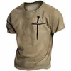 Vintage T-shirt Christian Jesus 3D tryckt avslappnad kort ärm överdimensionerade Cross Tops tee Summer Fi Streetwear Men T-shirt A2XC#