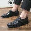 Casual Shoes Fashion Buckle Oxford for Men Dress Black Red Office Wedding Designer Leather Loafers Brand Driving Moccasins
