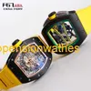 RM腕時計Richardmills Luxury Watches RM61 Mens Watch with Green Runway Hollow ntpt Carbon Fiber Black Ceramic Ring Manical Watch FNIF