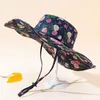 Wide Brim Hats Women Big Visors Foldable With Windproof Rope Bucket Hat Sun Fisherman Cap Beach