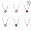 Hängen 925 Sterling Silver Classic Colorful Series Love Crystal Necklace Fit Original Design Jewelry Ladies Diy Festival Gift