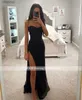 Urban Sexy Dresses Rose Gold Sparkling Tulle Mermaid Evening 2023 Side Slit golvlängd Spaghetti Rems Graduation Party Prom Gowns YQ240327