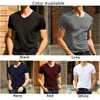 Japanse Korte Mouwen Heren T-shirt Ijs Zijde Seaml V-hals Slim Fitting Korte Mouwen Sport Korte T-shirt 19cP #