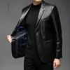 men's Genuine Jackets Autumn Busin Leather Blazers New Style Slim Thin Trend Zipper G139 j9Go#