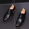 Casual Shoes British Style Men's Fashion Party Nightclub Dresses Genuine Leather Alligator Grain Lace-up Shoe Breathable Footwear Mans