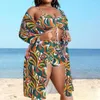 Damenbadebekleidung Frauen Split Badeanzug Set Stilvoller 3-teiliger Bikini mit hoher Taille Badehose Sonnencreme Strickjacke Sexy für Schnell