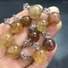 Dekorativa figurer Naturliga guld Rutilated Quartz Hair Crystal Sphere Pendanr Mineral Prov Malm Rock Stones