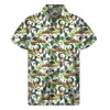 Chemises décontractées pour hommes Mignon bébé panda motif de bambou hawaïen pour hommes impression 3D chemise à revers animal rue bouton lâche chemisier à manches courtes