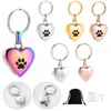 Keychains Pet Print Cremation Keychain Heart Ash Memorial Keepsake Pendant Urn Jeweller Rostfritt stål