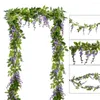 Decoratieve bloemen 5 -stcs 2m Wisteria Artificial Vine Garland Glarande Rattan Trailing Ivy Wall Wedding Arch Garden Decoratie