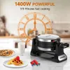 Waffle Maker, Double Layered Belgian Maker 180 ° Flip, 8 Pieces of 1400W Waffle Iron, Rotating Non Stick Discs, with Removable Drip Tray for Easy Cleaning,