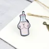 Broschen Rosa Milchgetränk Weibliche Brustförmige Pipette Getränk Joghurtflasche Sexy Niedliche Anstecknadeln Spezielle Damenaccessoires Ornament