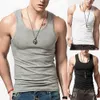 Herren-T-Shirts neue Fitnessstudio Herren Elastizier ärmellose Muskel-Top Bodybuilding Sport Training Weste Fitness Slim Fit Herren Bluse 240327