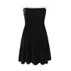 Casual Dresses Sexy Strapless Christmas Dress Vintage Black Velvet A Line Mini Robe Beautiful Women Elegant Party