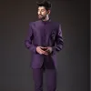 Elegante Männer Anzüge Blazer 2 Stück Jacke Hosen Afrikanischen Stil Einreiher Stehkragen Einfarbig Luxus Hochzeit Männliche Kleidung o0mH #