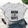 Women's T Shirts Cotton Mom of Boys T-shirt Söt mors dag t-shirt roligt liv tee shirt topp