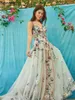 Vestido de noiva floral em renda linha A, coréia, tule, flores 3D, alças finas, vestidos de noiva