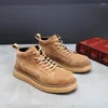 Scarpe Casual Stile britannico High Top Uomo Suola spessa Designer Lavoro all'aperto Sport Appartamenti Gioventù Vera pelle Derby Uomo 5A