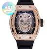 Designer Luxury RM Wrist Watch Mens Mechanics Watch Wristwatch Skull Same Multifunctional Hollow Out Mechanical Womens Rm011 0g1q