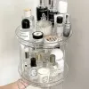 Racks 2-lagige rotierende Kosmetik-Aufbewahrungsbox, Desktop-Acryl-Make-up-Parfüm-Hautpflegeprodukt-Regal, Organizer-Box, Kosmetik-Halter