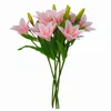 Decoratieve bloemen 5pcs 50cm/19.6" Kunstmatige Lelie Zijden Boeket Real Touch Flores Bloemstuk Thuis Bruiloft Tafel Middelpunt Decor