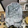 High Street Distressed Denim Jacket, Men's Trendy Printed Casual Jacket, Spring and Autumn New American Loose Fit and Handsome Top