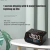 Desk Table Clocks Mordern 24-hour FM radio LED alarm clock bedside wake-up digital desktop calendar temperature and humidity display screen USB charging24327