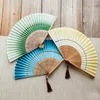 Decorative Figurines Chinese Classical Fan 21cm Summer Women Gift Fans Cotton Fabric Gradient Color Folding Party Abanicos Para Boda