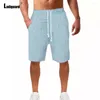 Herren Shorts 2024 Sommer Mode Freizeit Retro Streifen Baumwolle Leinen Knielange Hosen Plus Größe Herren Casual Kordelzug Jogginghose